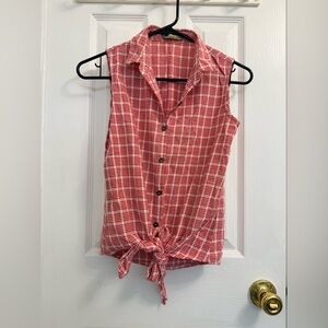 Sleeveless Red Plaid Women's Top
